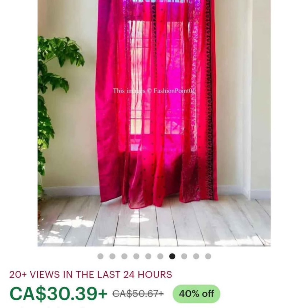 10 panels Elegant Pink Sheer Curtain